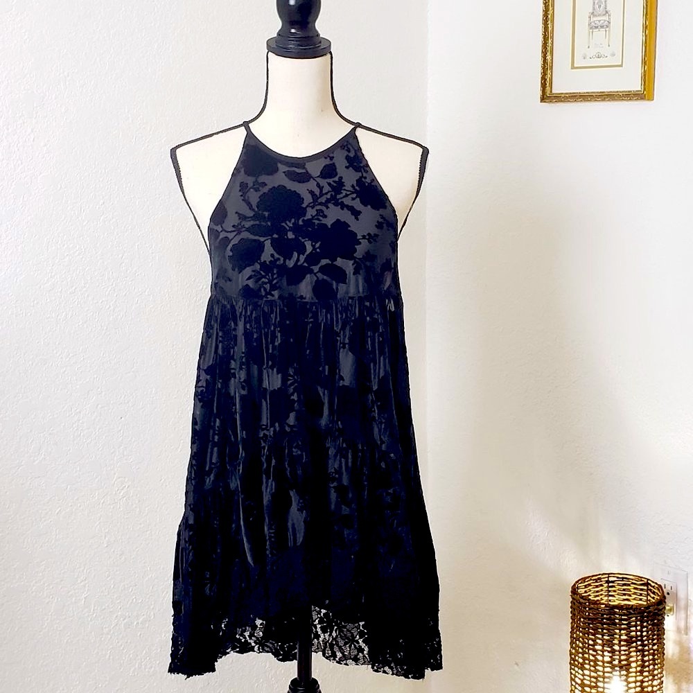 Free People velour flowers and lace dress